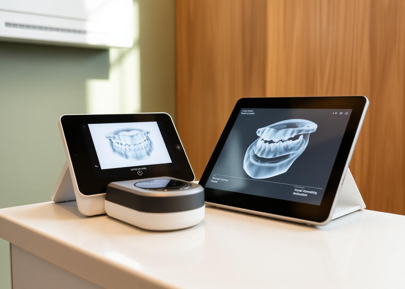 Scanner intraoral e tablet com planejamento digital